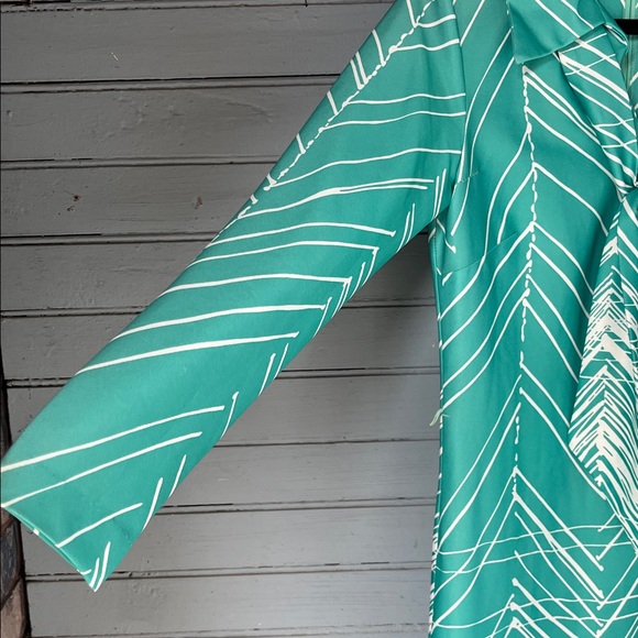 70’s Green Chevron Tie-Neck Dress - Picture 5 of 12